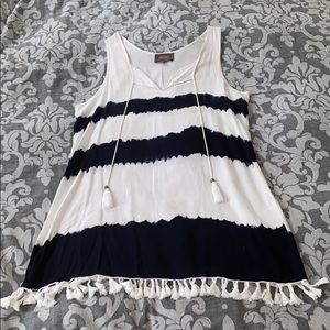 Forcynthia Beachwear Tye Dye Dress with Tassels